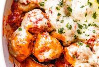 Irresistible Cheesy Meatball Bake