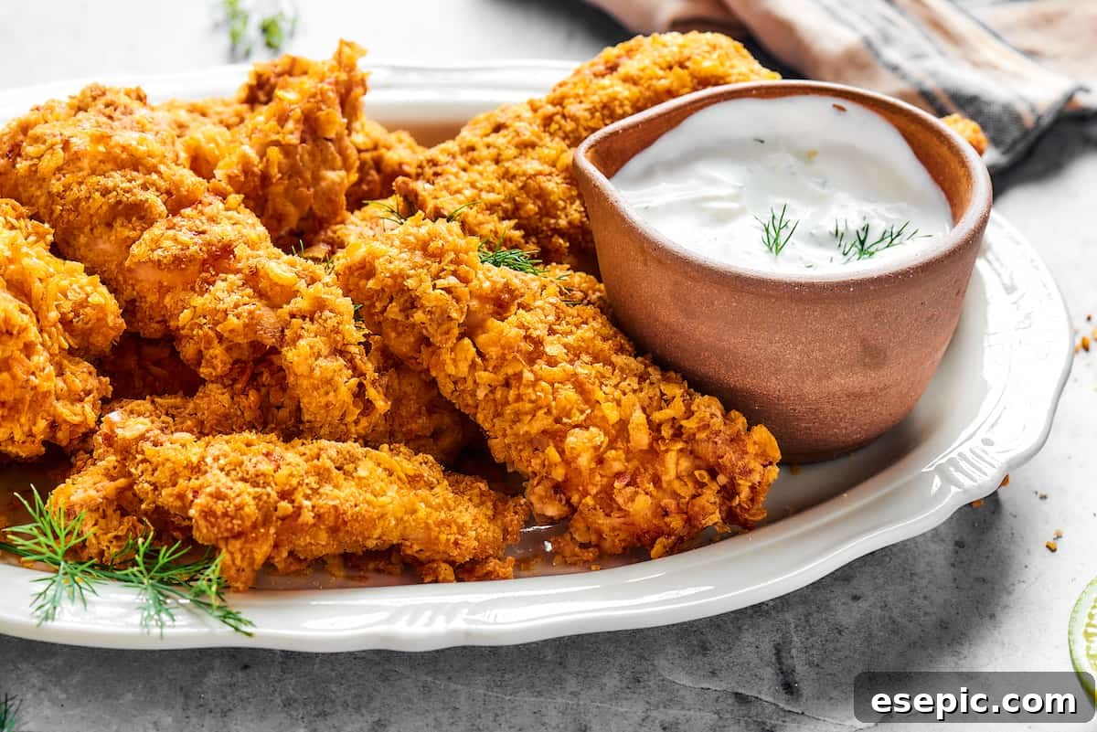 Utterly addictive, this easy recipe for Air Fryer Chicken Tempura is a favorite! Tender, juicy chicken strips are coated in a light and crispy batter, and then air-fried to golden perfection. Air fryer chicken tempura on a platter with dipping sauce.