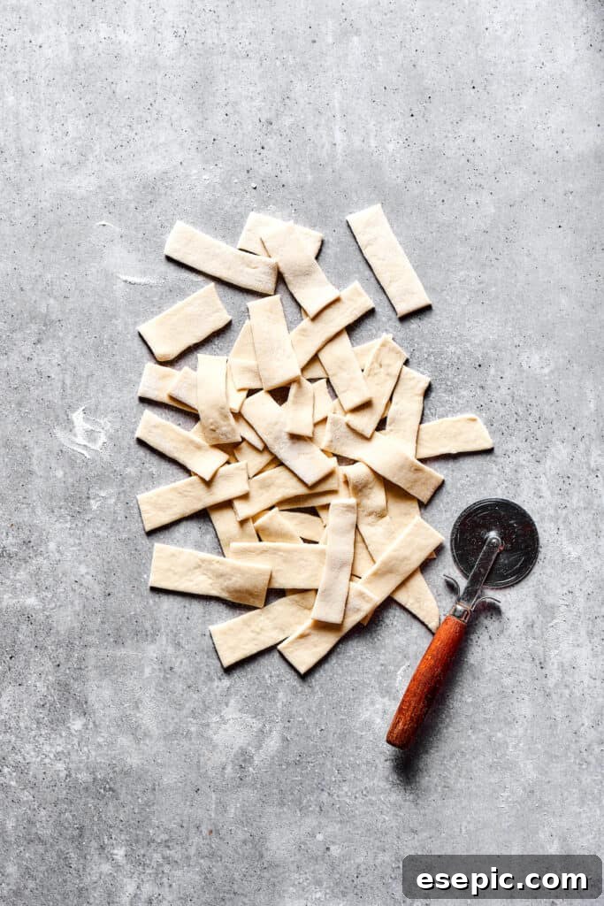 Simple Comfort Chicken and Dumplings 6 Dough cut into small rectangular strips.