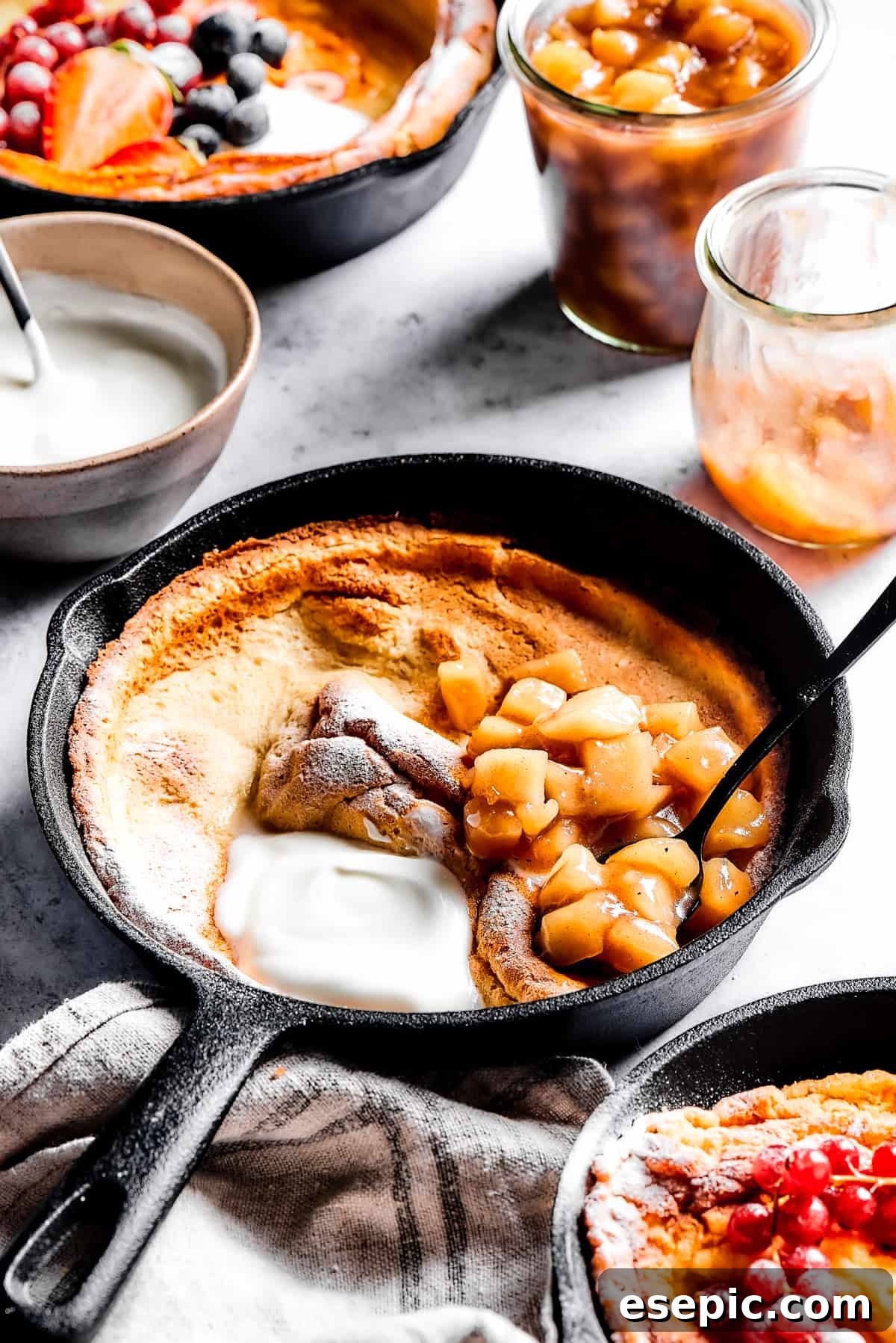 Dutch baby with apple filling.