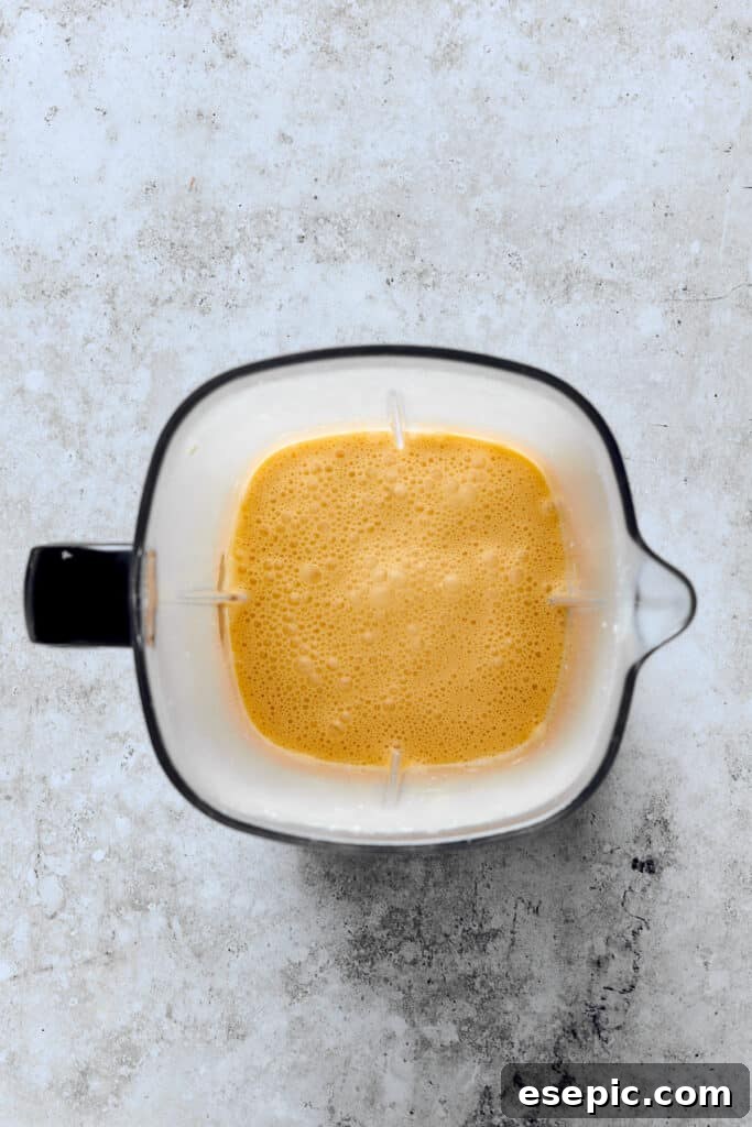 Dutch baby batter in a blender.
