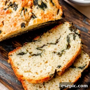 top view of spinach and feta bread slices
