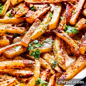 A tray of homemade garlic butter fries.