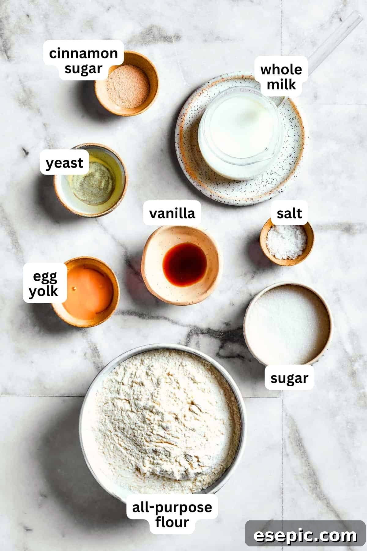 Overhead image of ingredients used to make Star Bread.