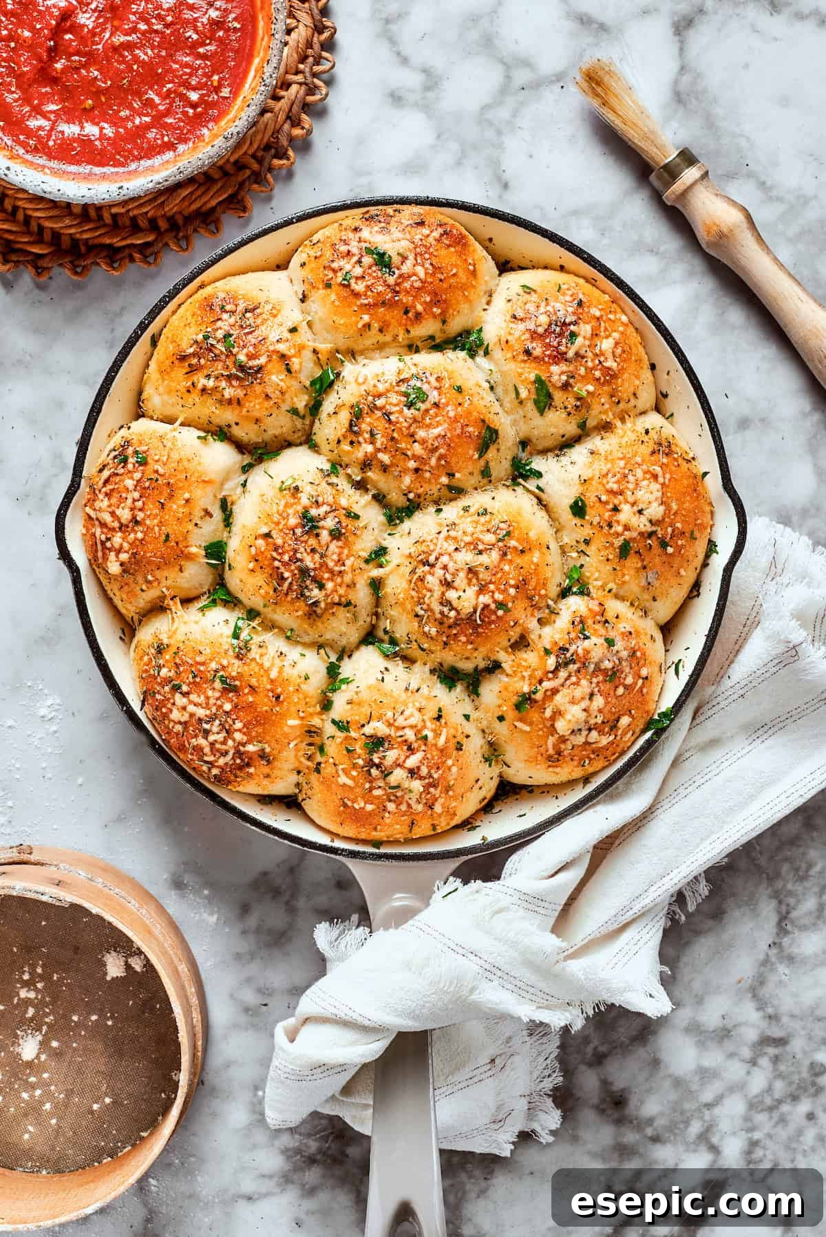 The pizza bites after being baked.