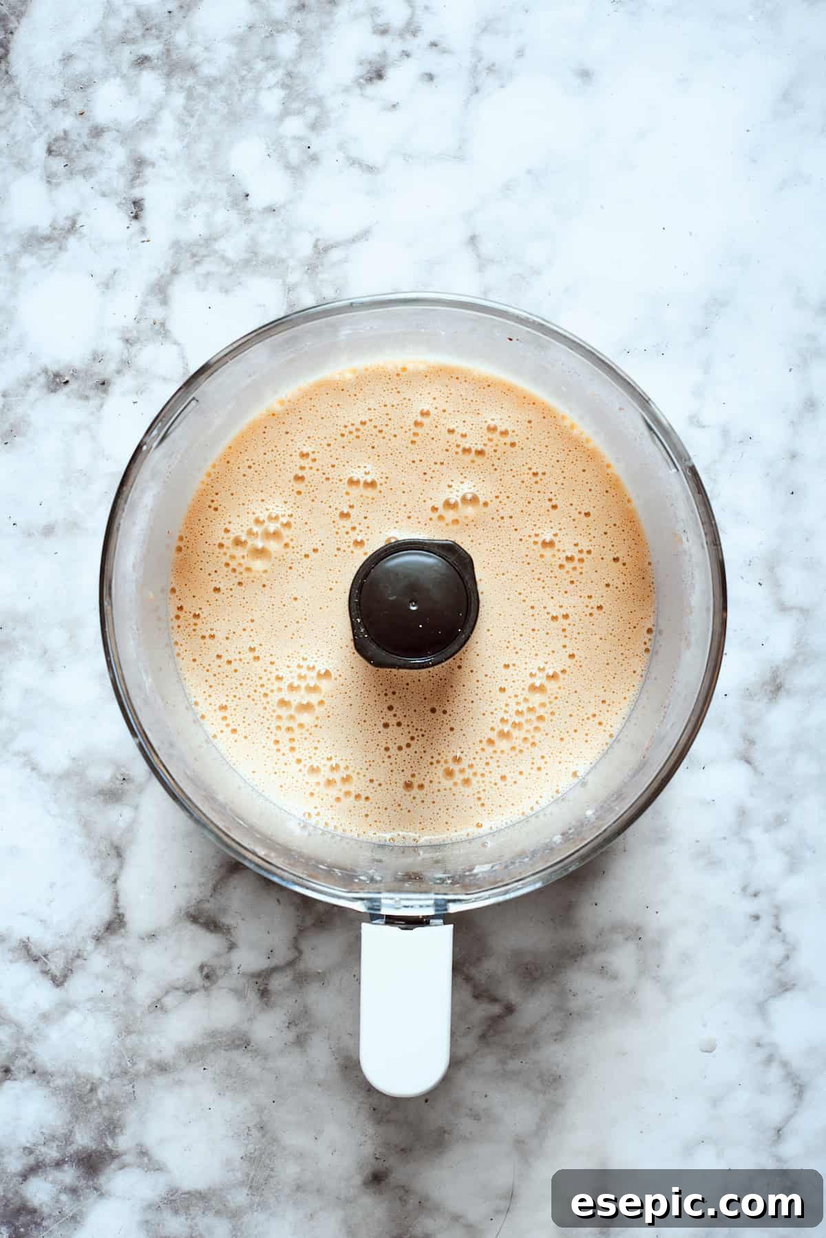 The batter for banana french toast is pureed until smooth.
