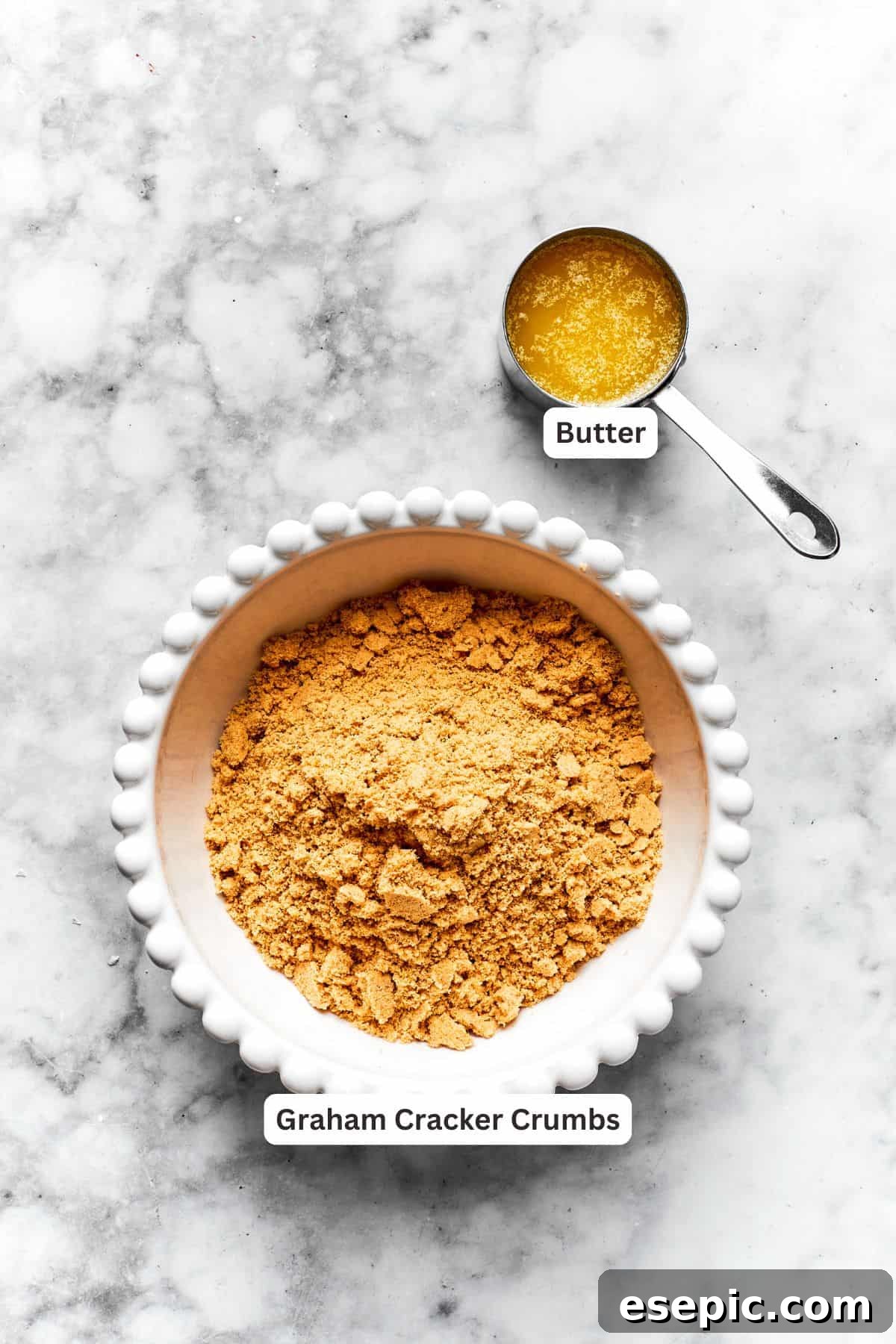 Cheesecake crust ingredients are text-labeled.