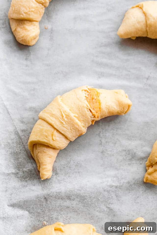 preparing crescent rolls for baking