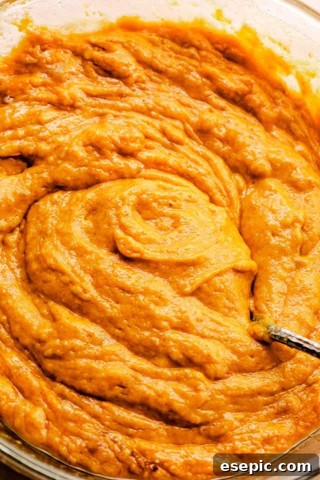 pumpkin puree in a mixing bowl