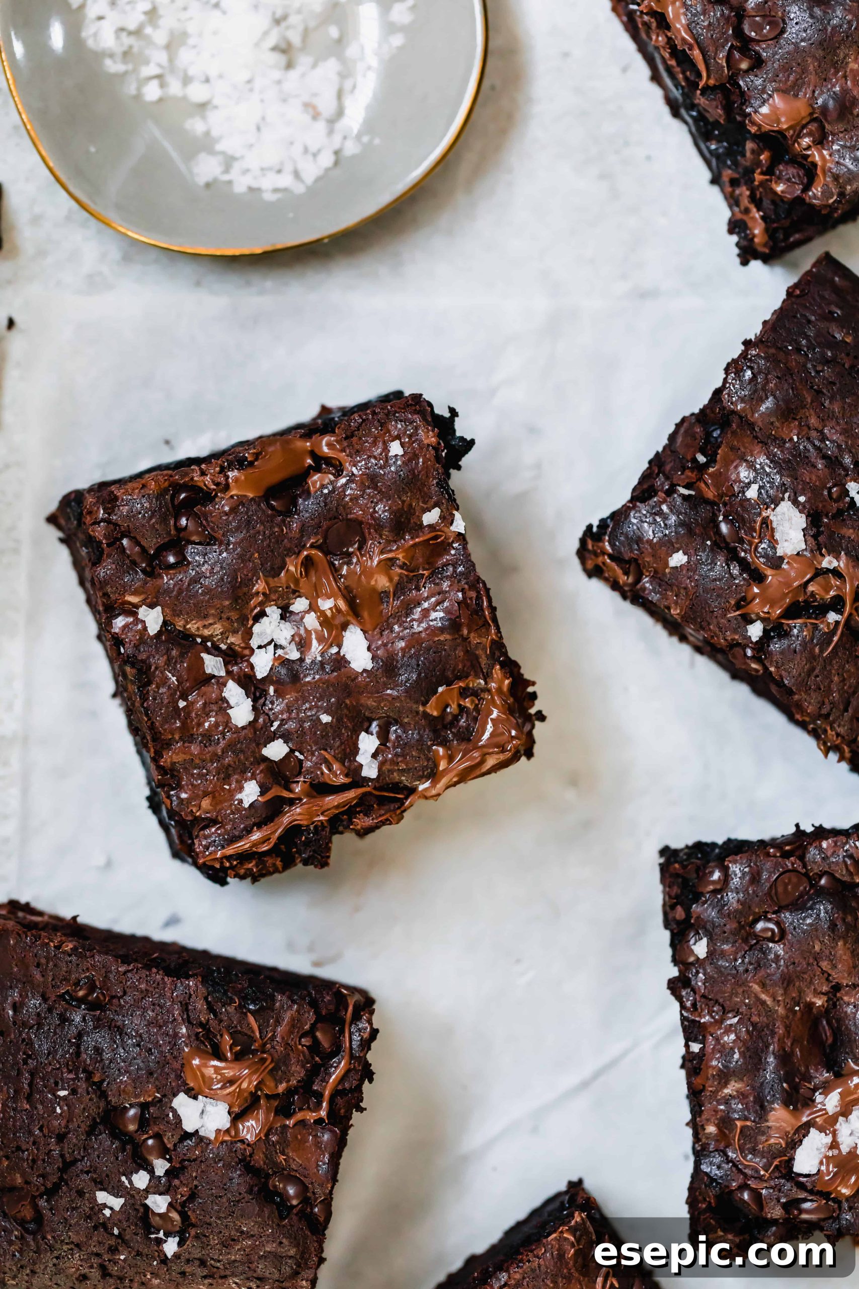 A Fudgy Brownie Topped with a Sprinkle of Coarse Sea Salt, ready to be enjoyed