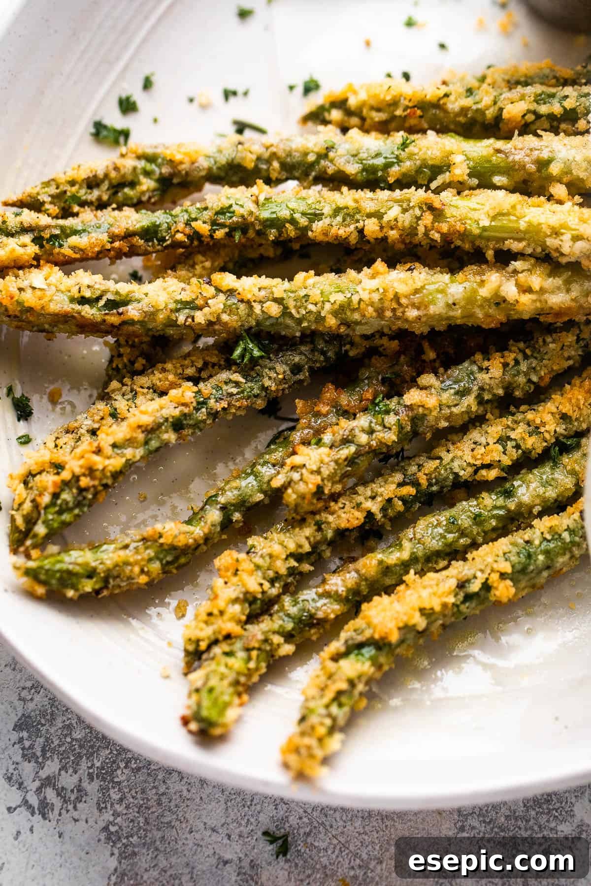 Crispy Parmesan Panko Asparagus Sticks 6 baked parmesan panko asparagus spears