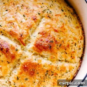 Skillet with no knead bread