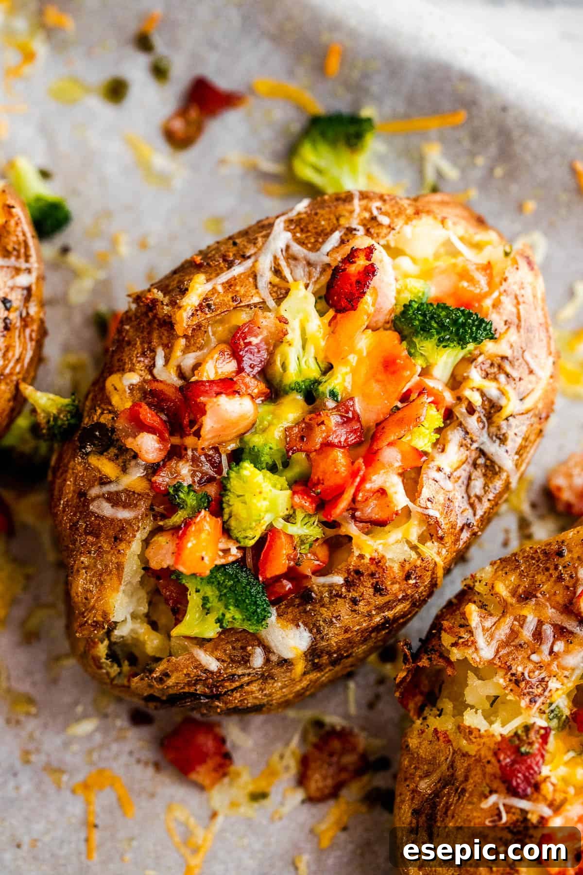 A Close-Up Image of a Loaded Instant Pot Baked Potato