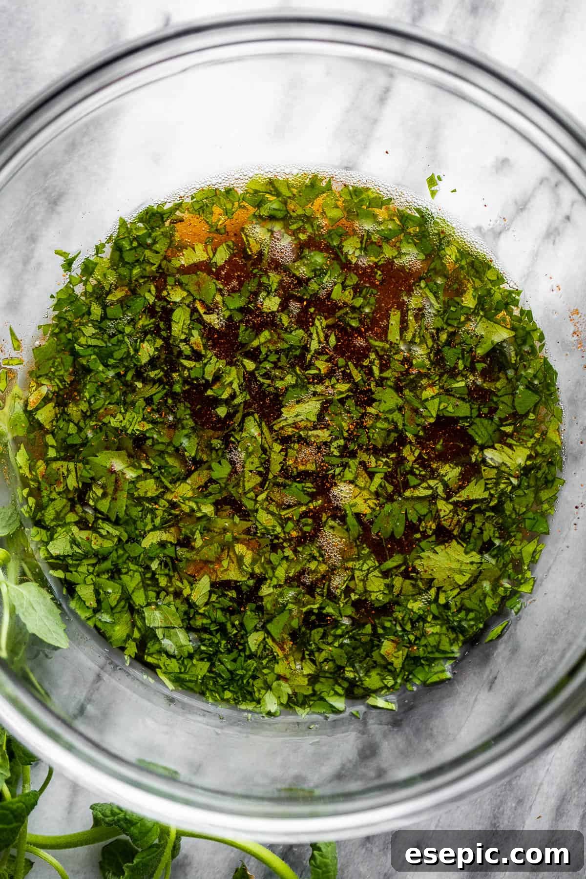 tequila, cilantro, and brown sugar in a mixing bowl