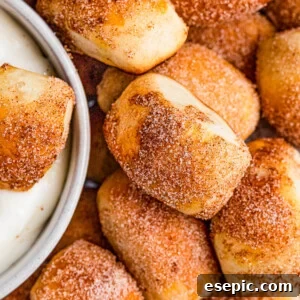 Cinnamon Sugar Pretzel Poppers 12 Pretzel bites with cream cheese dip
