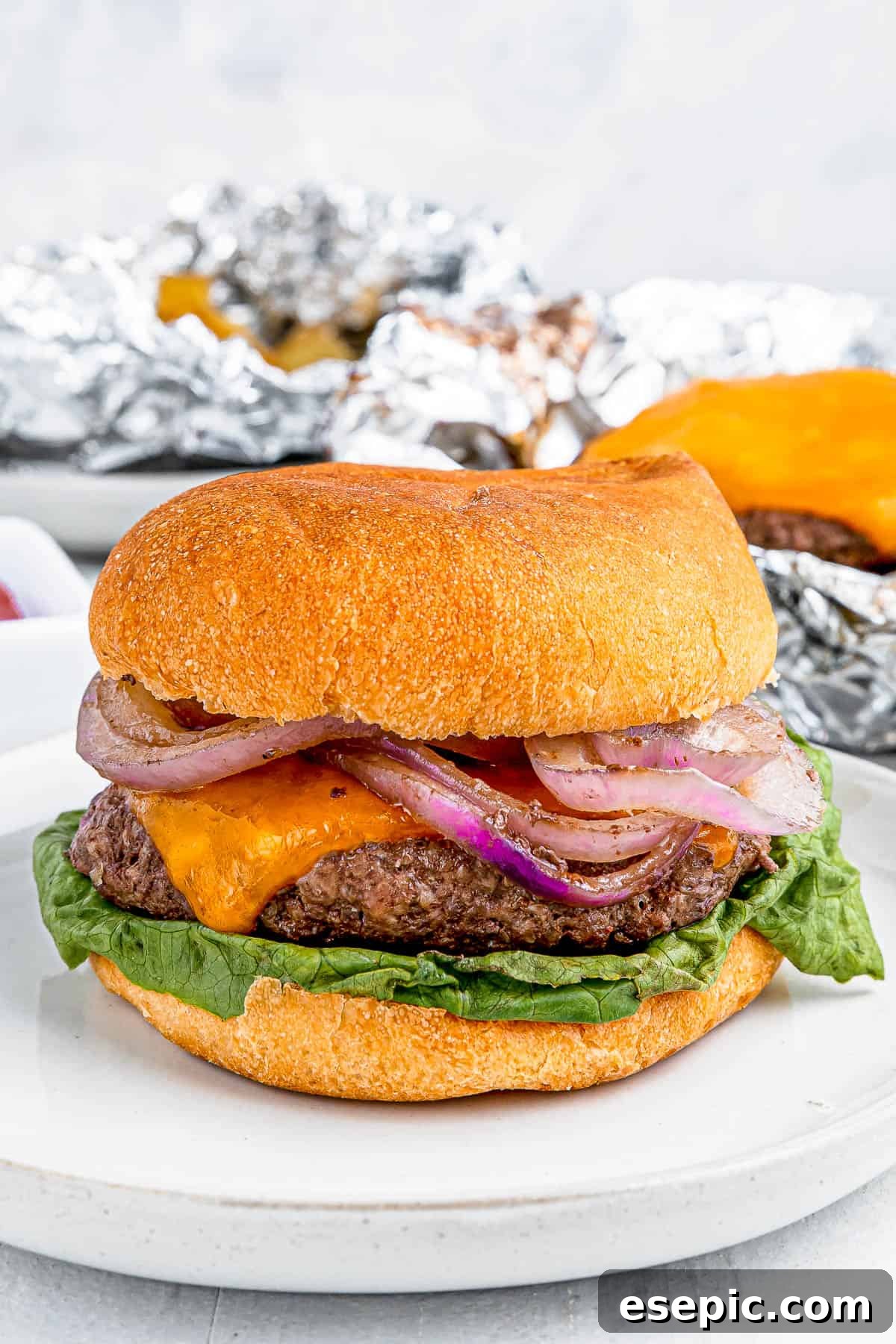 Cheeseburger Foil Dinner with Roasted Vegetables 6 Cheeseburger in a bun